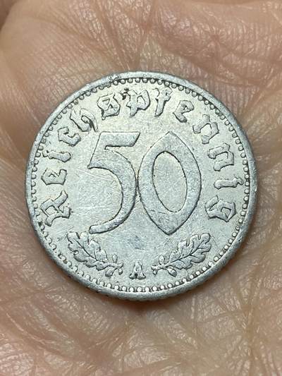 2025年第一百二十六场(总第一百五十二场）外国好品散币(免佣金) - 少见–德意志第三帝国1935单年份50芬尼(A标，柏林造)