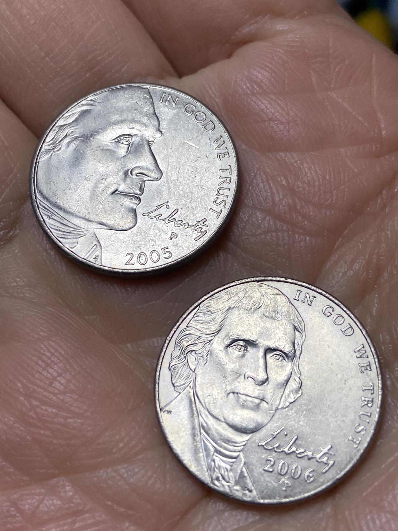 2025年第一百二十六场(总第一百五十二场）外国好品散币(免佣金) 美国🇺🇸5分2枚：2005年2006年(P标，费城造)