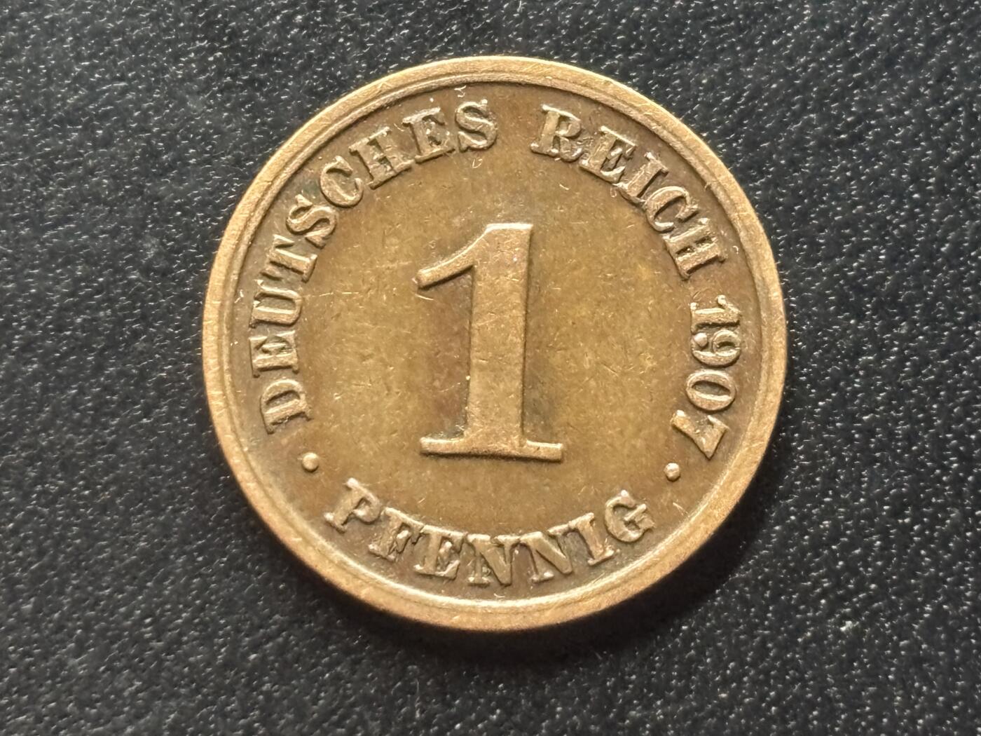 邮泉阁限时拍卖第三十五场 德国硬币专场（硬币在国外。请付邮费6元。） 德意志帝国1907年1芬尼D版