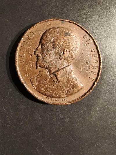 老王徽章第162期 - 法国地方农业委员会大铜章     早期蜜蜂cuivre铜标    直径50mm.    重量58.4g