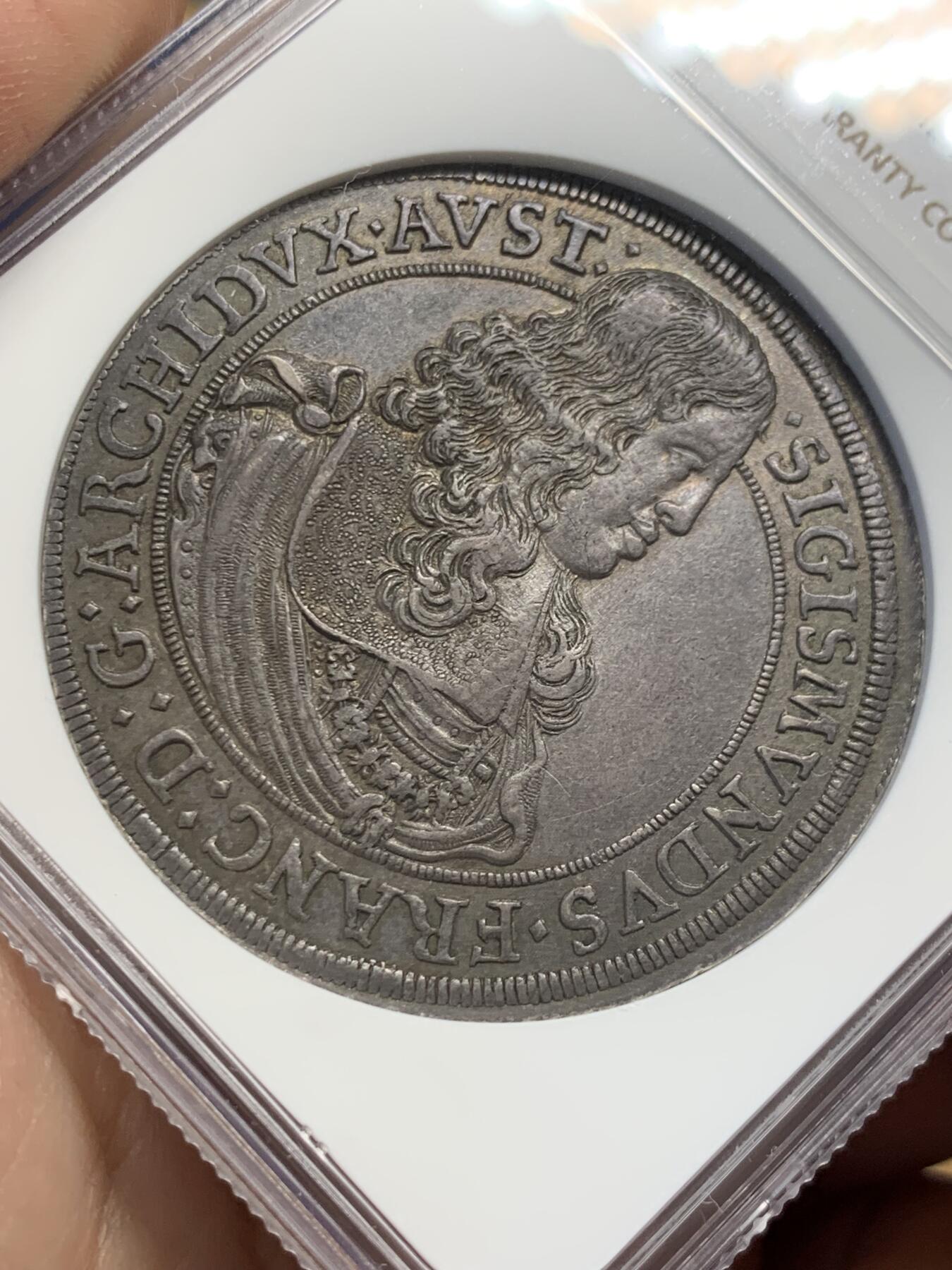 《竞宝斋》第436场 周日，周一2场连拍 （全场包邮） NGC AU58 奥地利 1665 蒂罗尔 泰勒大银币 独年发行 稀少品种 自然深包浆