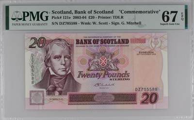 【礼羽收藏】🌏世界钱币拍卖第111期 - 【PMG67】欧洲，英国，苏格兰，苏格兰银行成立300周年，纪念钞，无4尾88