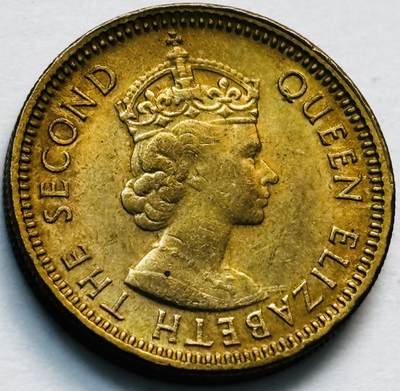 文馨钱币收藏第 280 场， 长期接收代拍品 - 原铜光品相 1967 年英属香港五仙铜币，伊丽莎白二世时期，第一版关门年