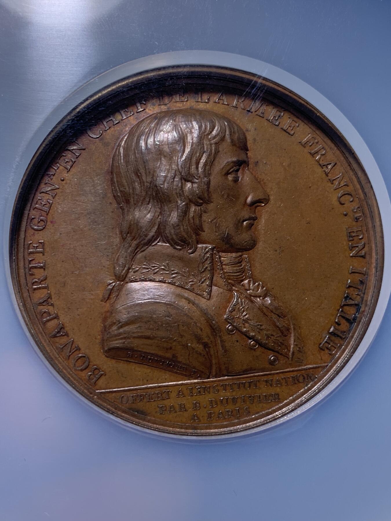 《竞宝斋》第436场 周日，周一2场连拍 （全场包邮） NGC MS62BN 法国1797 拿破仑坎波福米奥合约纪念铜章 56mm 加大加厚盒