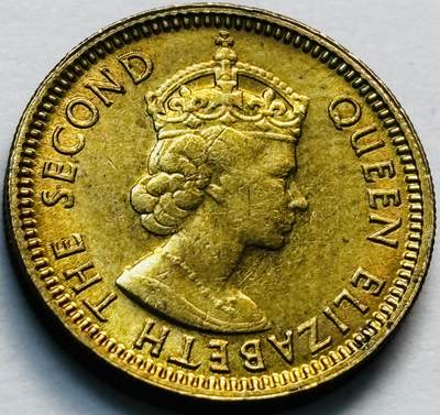 文馨钱币收藏第 280 场， 长期接收代拍品 - 原铜光品相 1967 年英属香港五仙铜币，伊丽莎白二世时期，第一版关门年