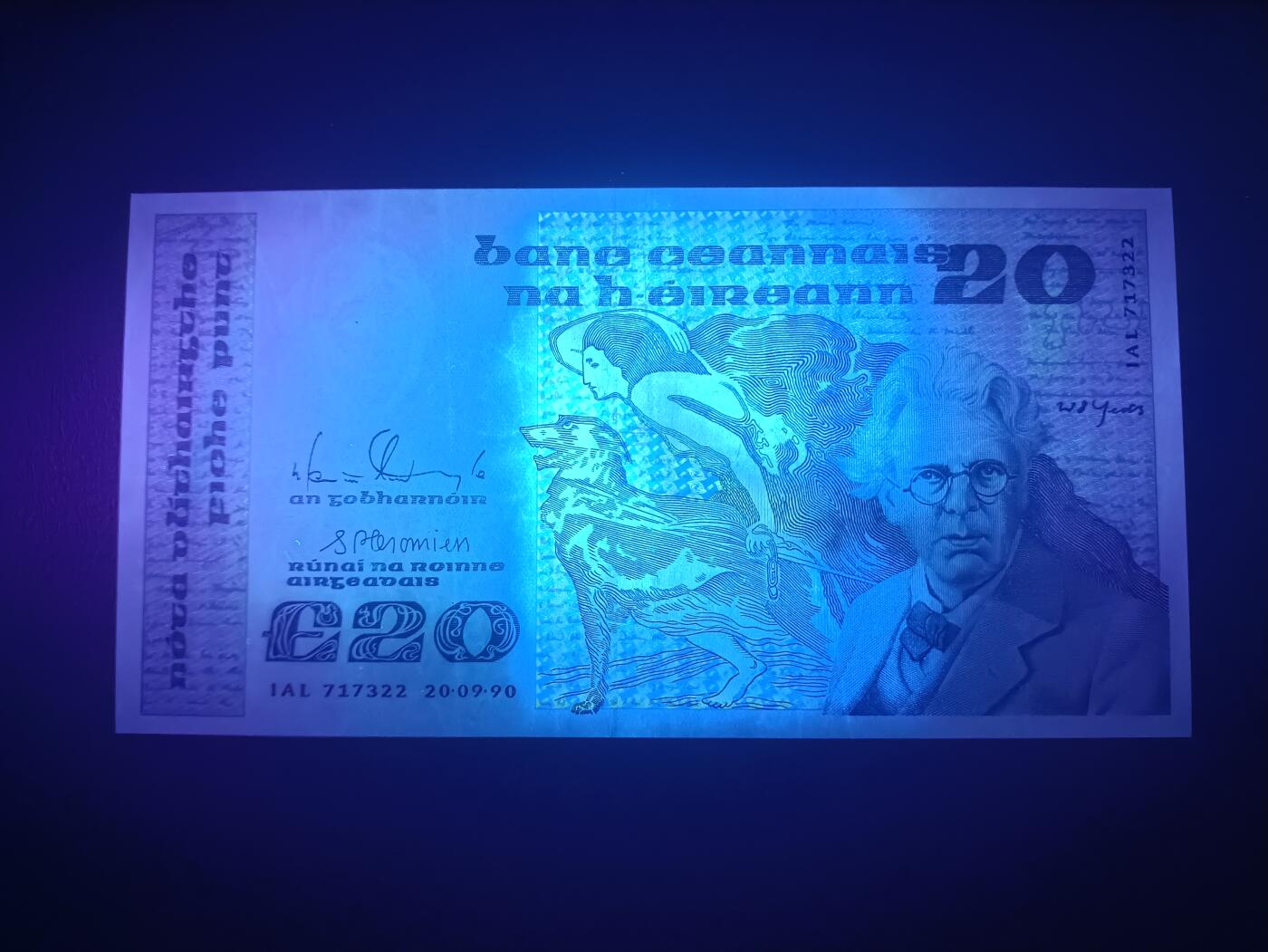 2025十一月第三期，总201期 爱尔兰1990年20镑AUNC，诗人叶芝和大小布兰斯克群岛，少见的中高面值