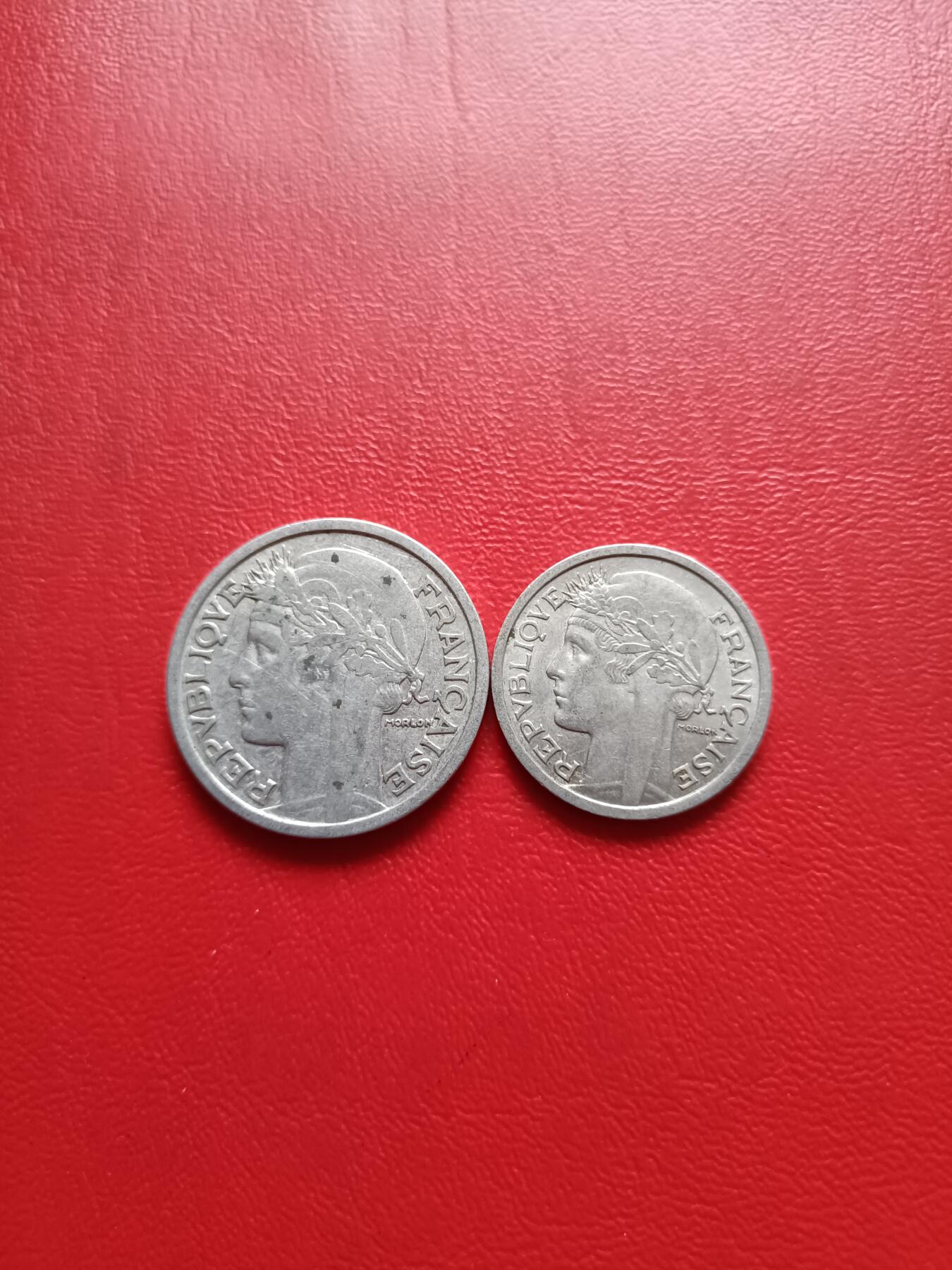 【云涧收藏】第七十八场 法国铝版1、2法朗2枚