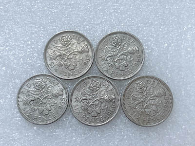 第一海外回流一元起拍收藏 散集专场  第264期 - 英国6便士硬币 5枚 带光好品