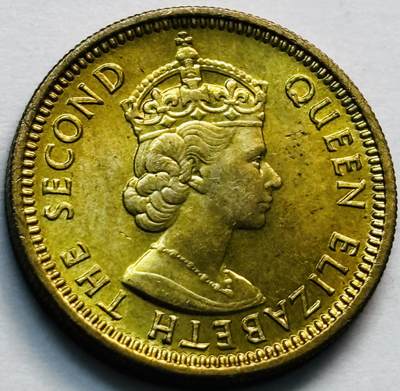 文馨钱币收藏第 280 场， 长期接收代拍品 - 原铜光品相 1971 年英属香港五仙铜币，伊丽莎白二世时期，第三版首发年