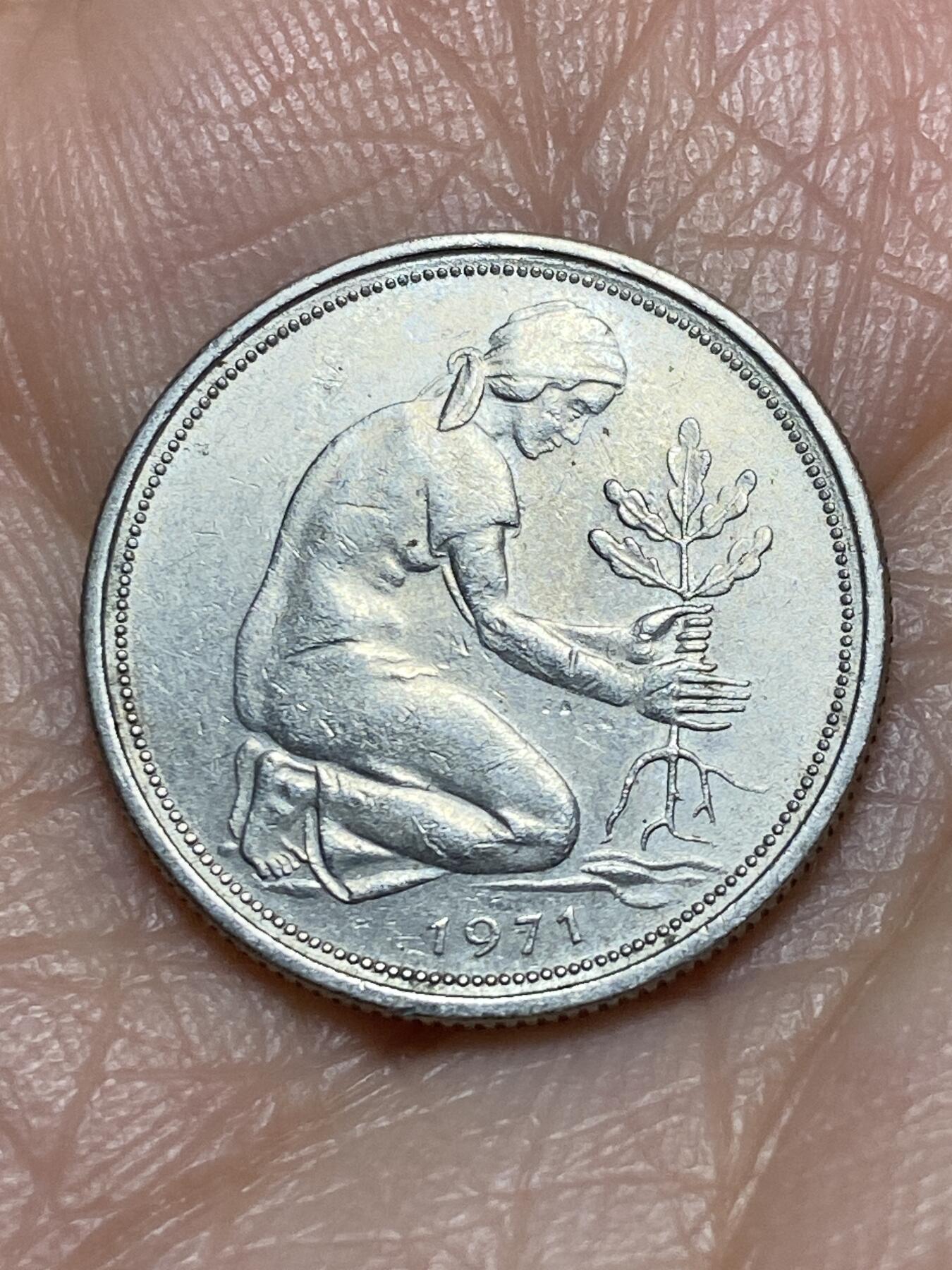 2025年第一百二十六场(总第一百五十二场）外国好品散币(免佣金) 德国🇩🇪1971年50芬尼(D标，慕尼黑造)