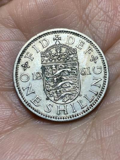 2025年第一百二十六场(总第一百五十二场）外国好品散币(免佣金) - 英国🇬🇧1961年1先令(伊丽莎白二世青年桂冠第二版，英格兰盾徽版)