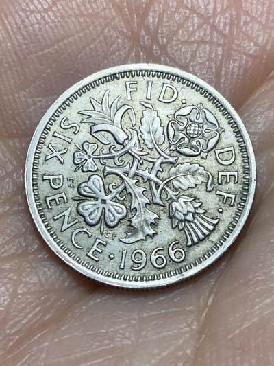 2025年第一百二十六场(总第一百五十二场）外国好品散币(免佣金) - 英国🇬🇧1966年6便士(伊丽莎白二世青年桂冠第二版)