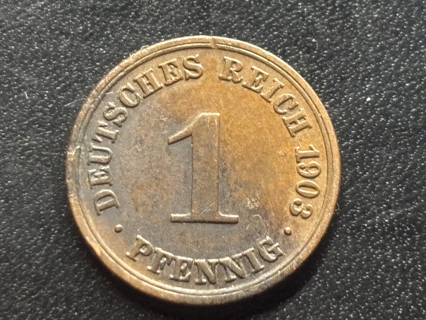 邮泉阁限时拍卖第三十五场 德国硬币专场（硬币在国外。请付邮费6元。） 德意志帝国1903年1芬尼A版