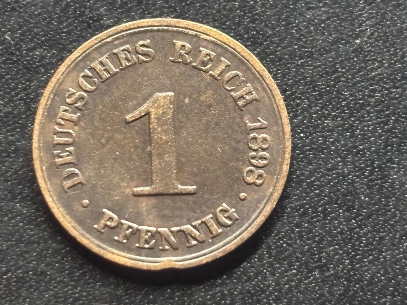 邮泉阁限时拍卖第三十五场 德国硬币专场（硬币在国外。请付邮费6元。） 德意志帝国1898年1芬尼A版