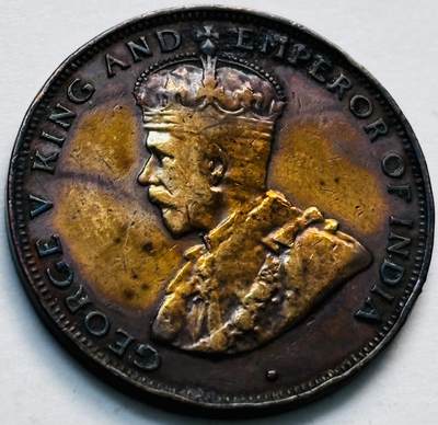 文馨钱币收藏第 280 场， 长期接收代拍品 - 稀少彩金色极美品 1933 年英属香港一仙铜币，乔治五世时期，第二版，只发行 4 年