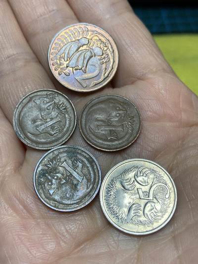 2025年第一百二十六场(总第一百五十二场）外国好品散币(免佣金) - 5枚：新西兰🇳🇿1985年2分，澳大利亚🇦🇺1966年67年77年1分，1981年5分