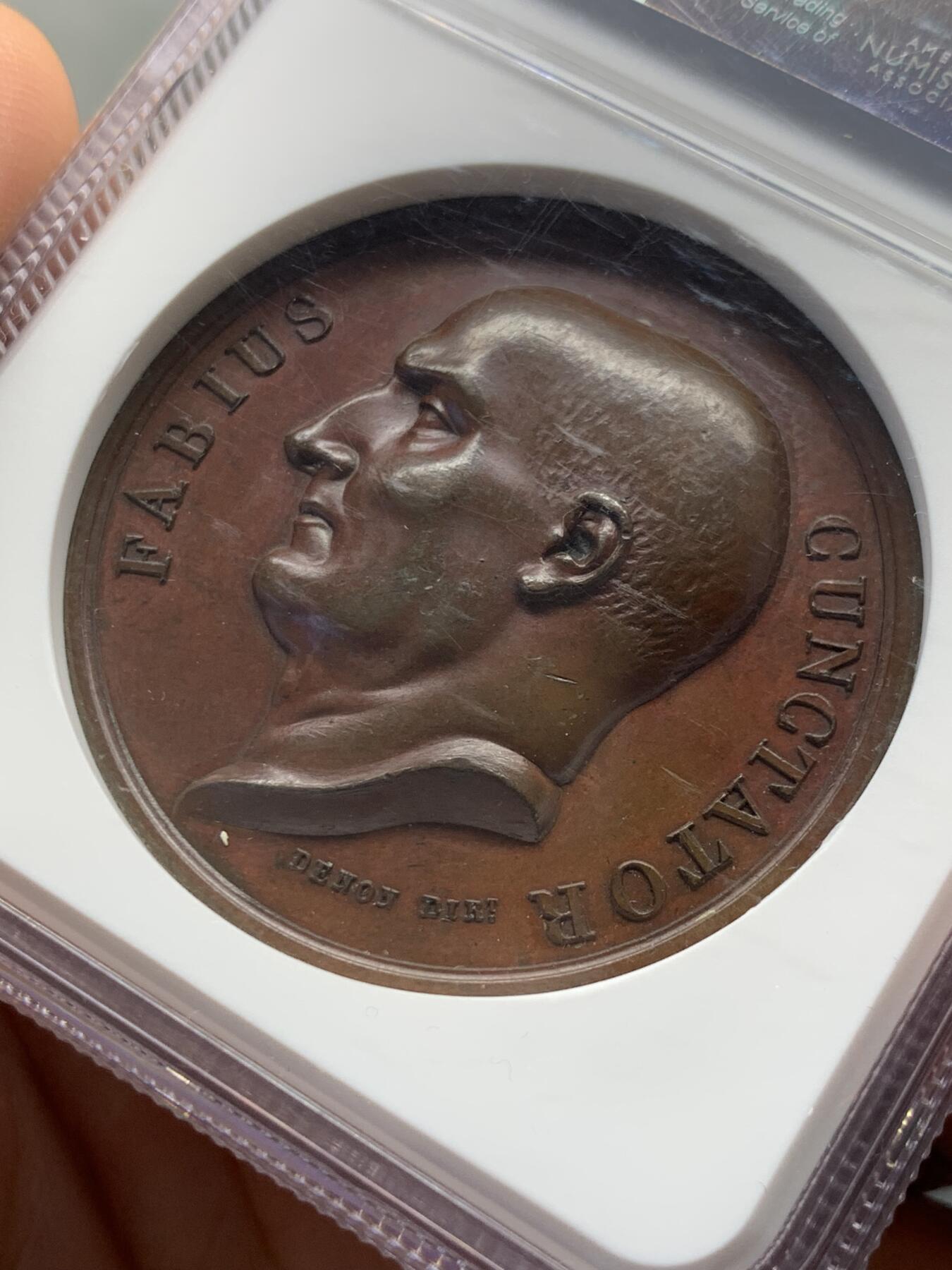 《竞宝斋》第436场 周日，周一2场连拍 （全场包邮） NGC MS62BN 法国拿破仑一世在奥斯特罗德纪念铜章 加厚盒