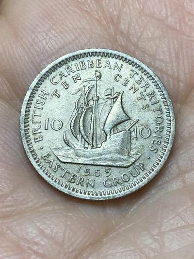 2025年第一百二十六场(总第一百五十二场）外国好品散币(免佣金) - 英属加勒比领地1959年10分(伊丽莎白二世青年带冠)