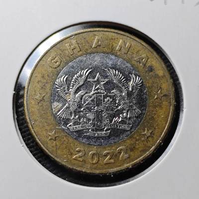 KK钱币收藏小铺  第367场  2月预留时间 周末发货 -  2022加纳1塞地双色币 少见新版