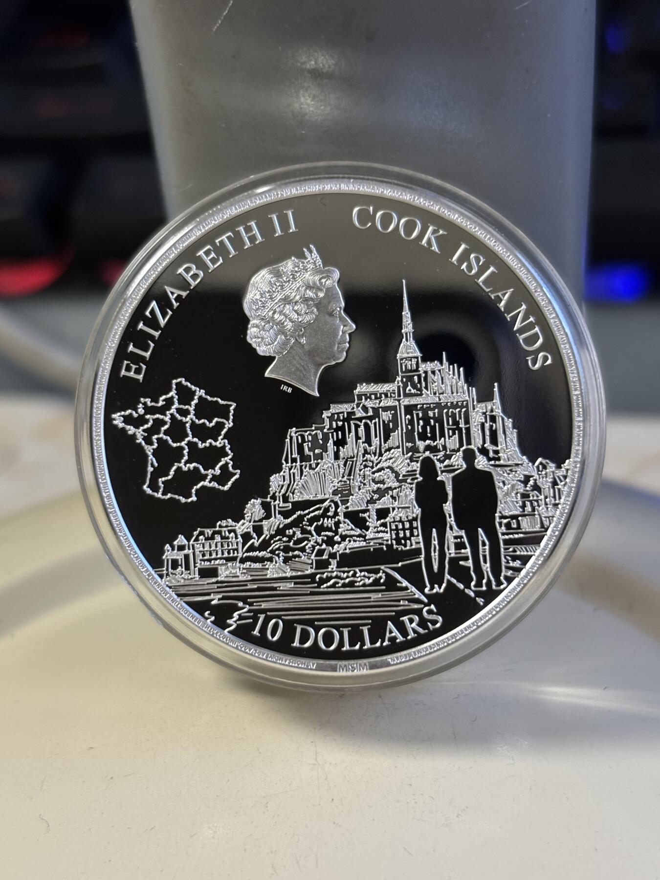 第181期拍卖 库克2023年圣米歇尔山2盎司超高浮雕彩色纪念银币，999银，发行500枚