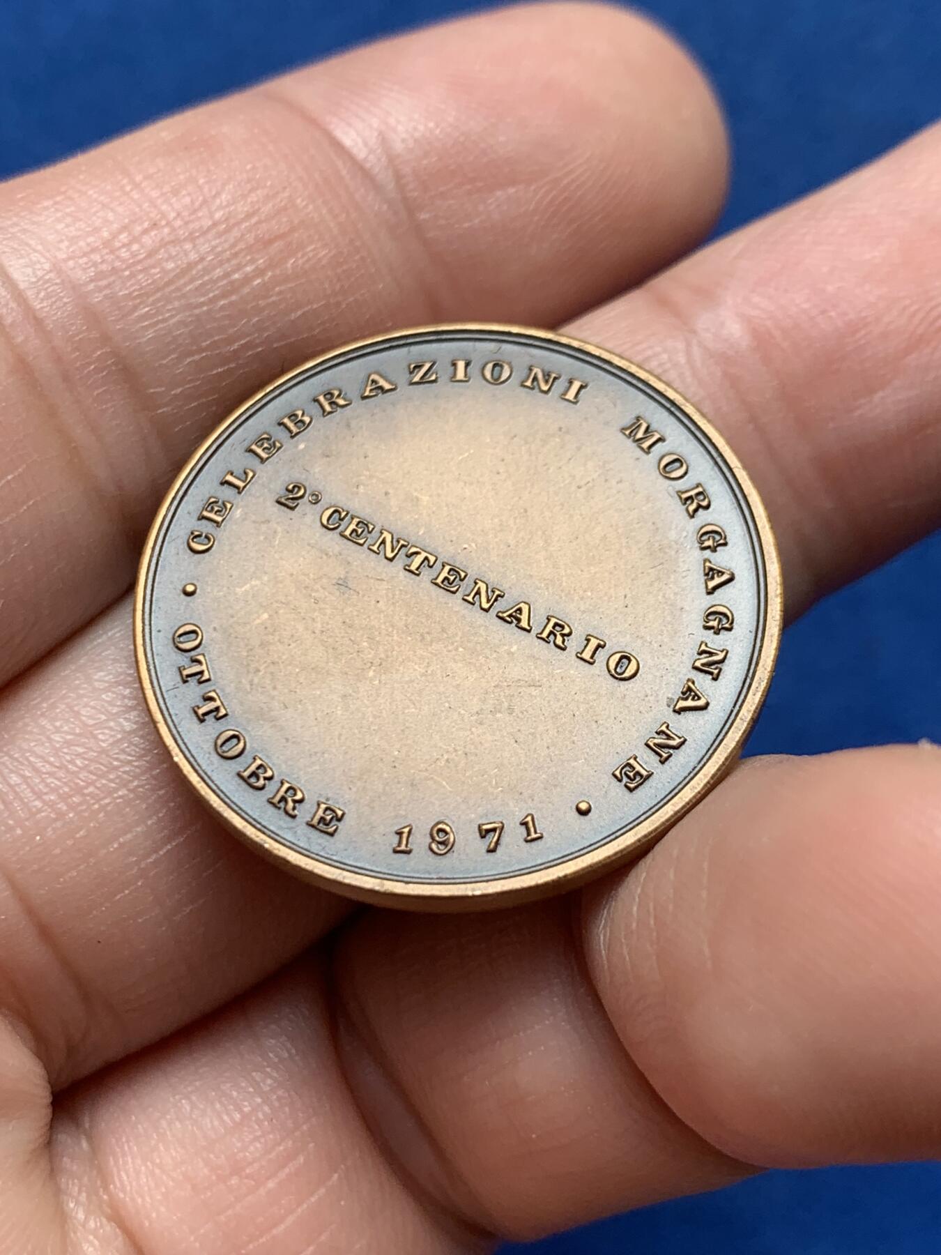 《竞宝斋》第436场 周日，周一2场连拍 （全场包邮） 意大利佛罗伦萨乔瓦尼·巴蒂斯塔·莫尔加尼纪念铜章 9.35克 27.8mm 高浮雕