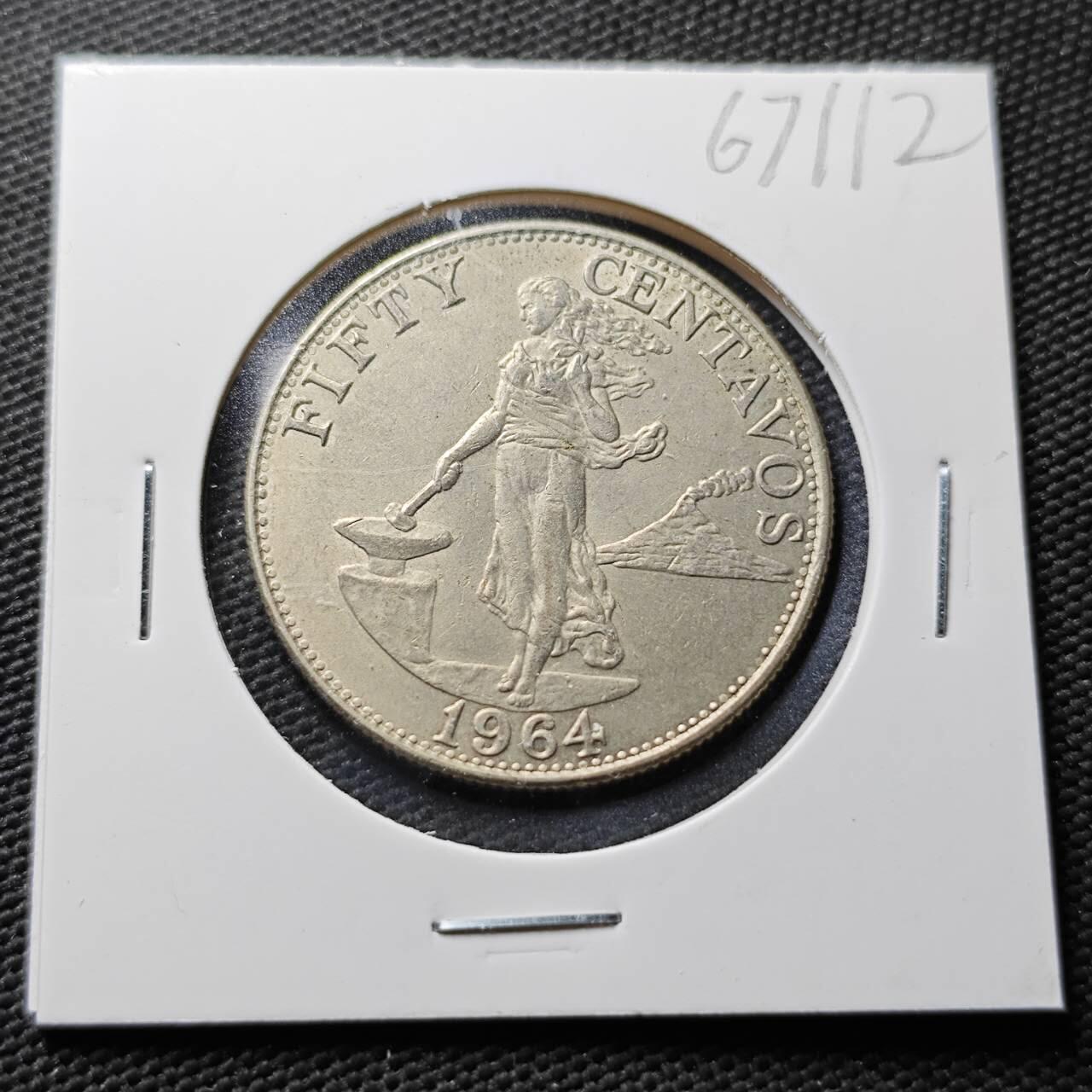 KK钱币收藏小铺  第367场  2月预留时间 周末发货  1964菲律宾打铁女神50分 细节不错