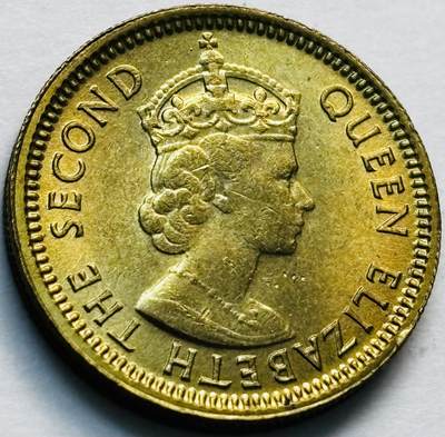 文馨钱币收藏第 280 场， 长期接收代拍品 - 原铜光品相 1967 年英属香港五仙铜币，伊丽莎白二世时期，第一版关门年