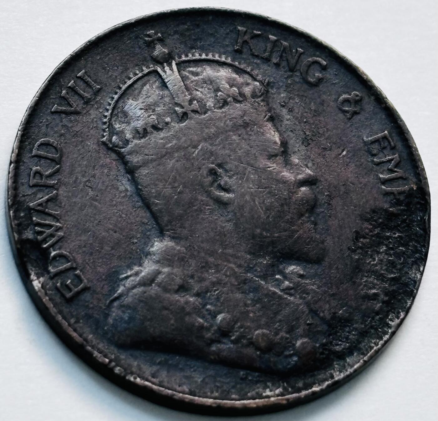 文馨钱币收藏第 280 场， 长期接收代拍品 少见 1904 年英属香港一仙大铜币，爱德华七世时期，只发行四年