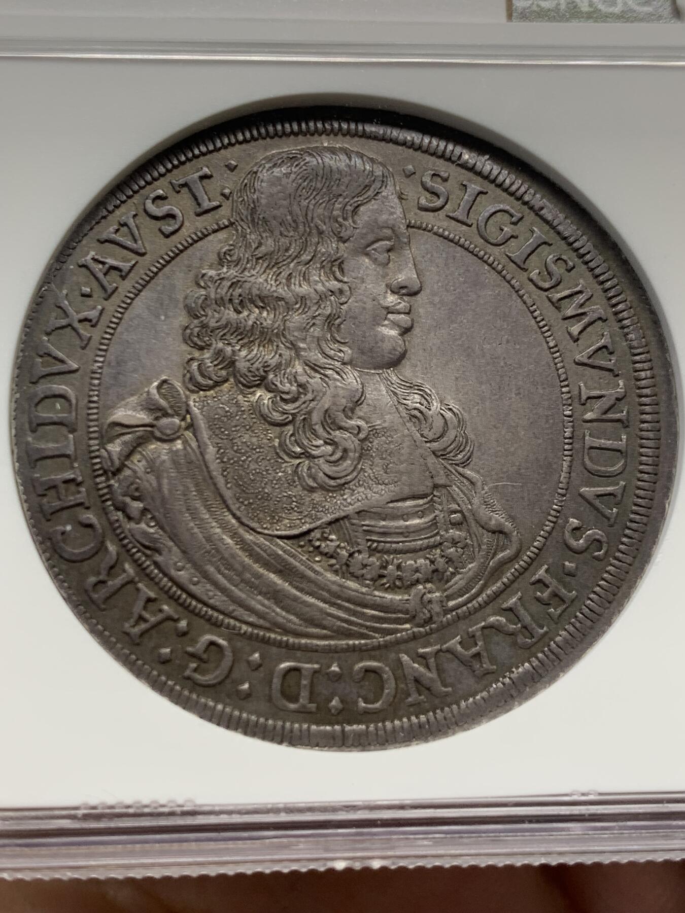 《竞宝斋》第436场 周日，周一2场连拍 （全场包邮） NGC AU58 奥地利 1665 蒂罗尔 泰勒大银币 独年发行 稀少品种 自然深包浆