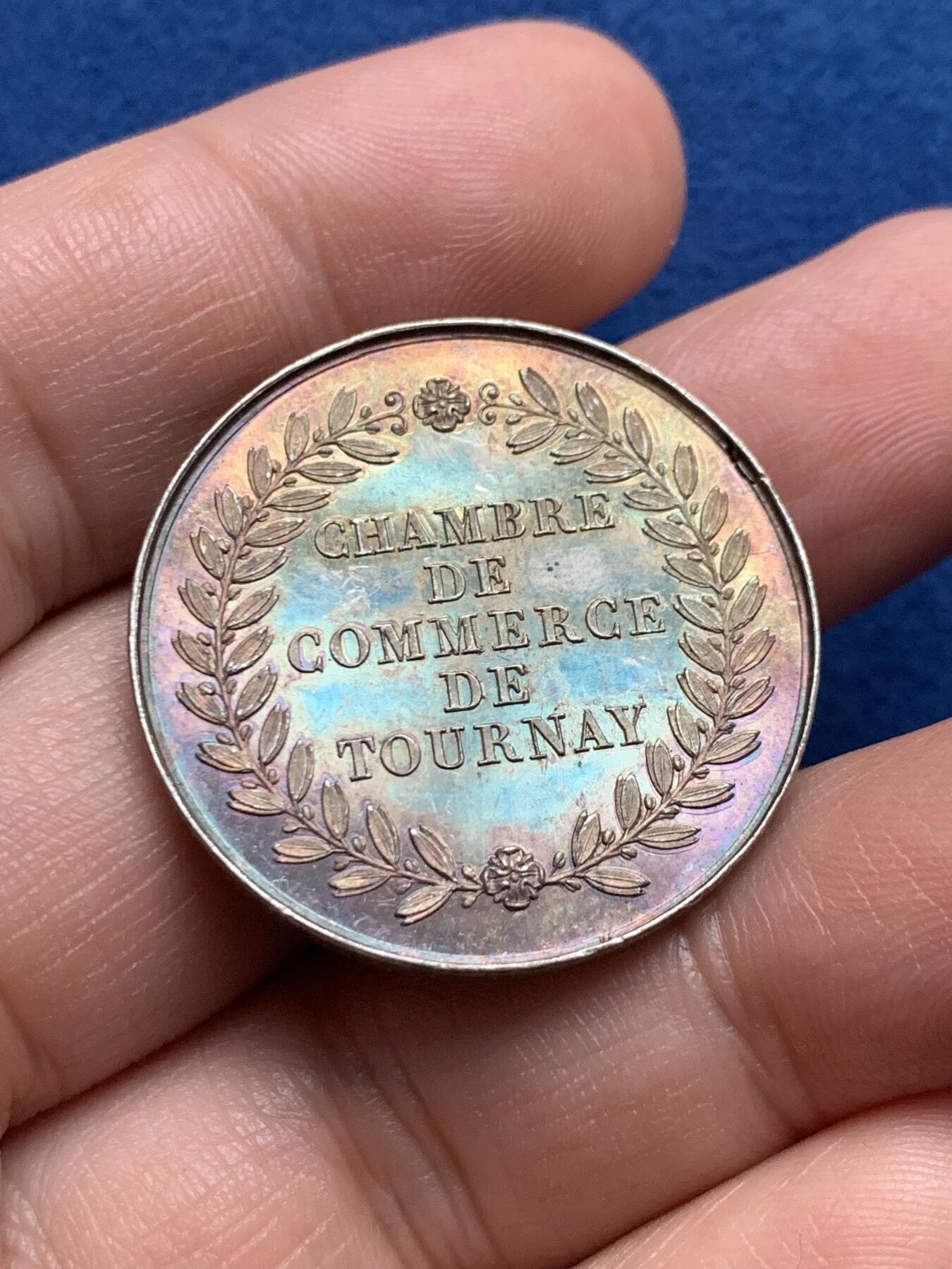 《竞宝斋》第436场 周日，周一2场连拍 （全场包邮） 比利时图尔奈商会银代币 11.45克 31.2mm