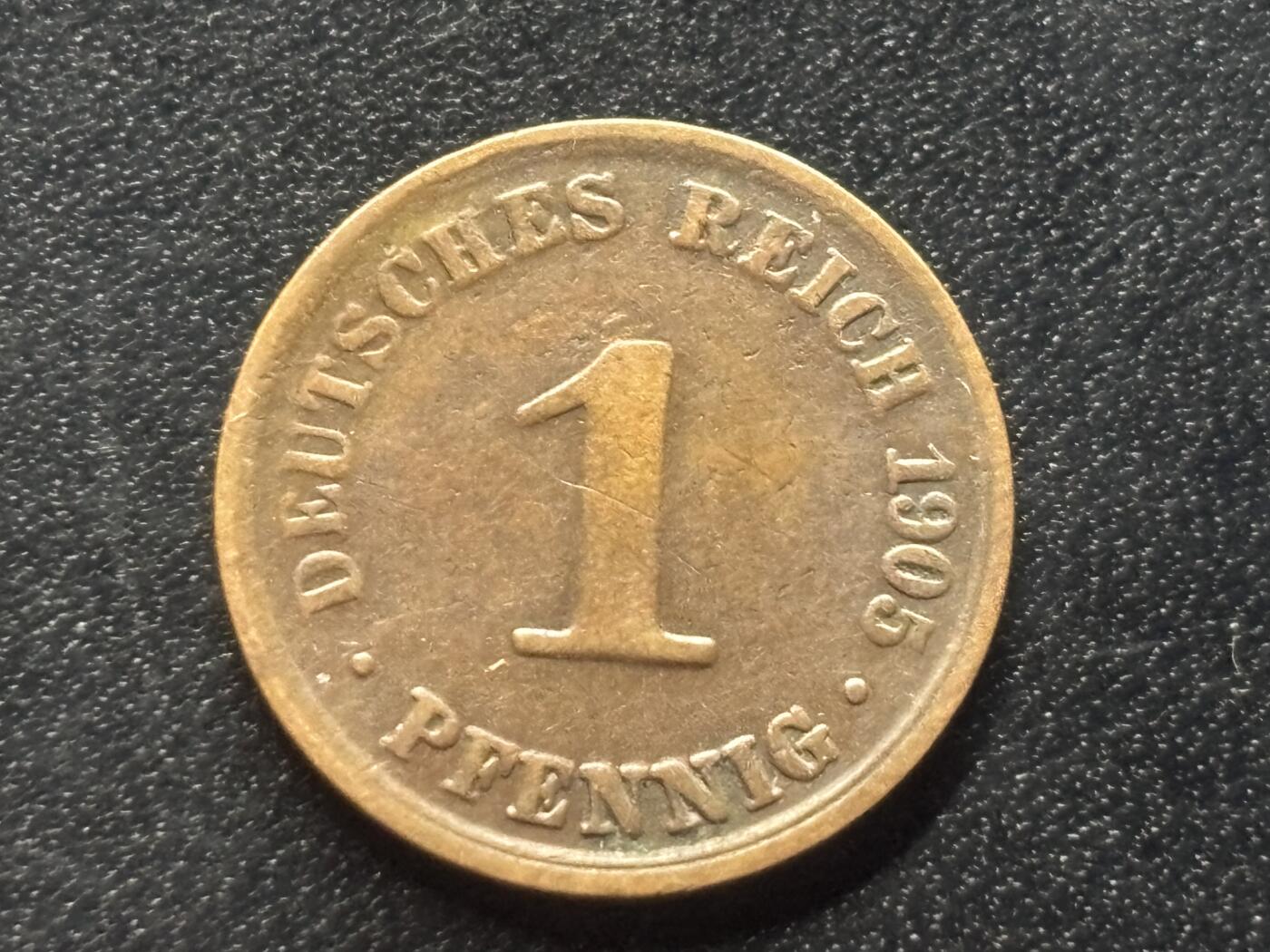 邮泉阁限时拍卖第三十五场 德国硬币专场（硬币在国外。请付邮费6元。） 德意志帝国1905年1芬尼A版