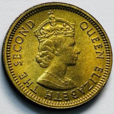 文馨钱币收藏第 280 场， 长期接收代拍品 - 原铜光品相 1967 年英属香港五仙铜币，伊丽莎白二世时期，第一版关门年