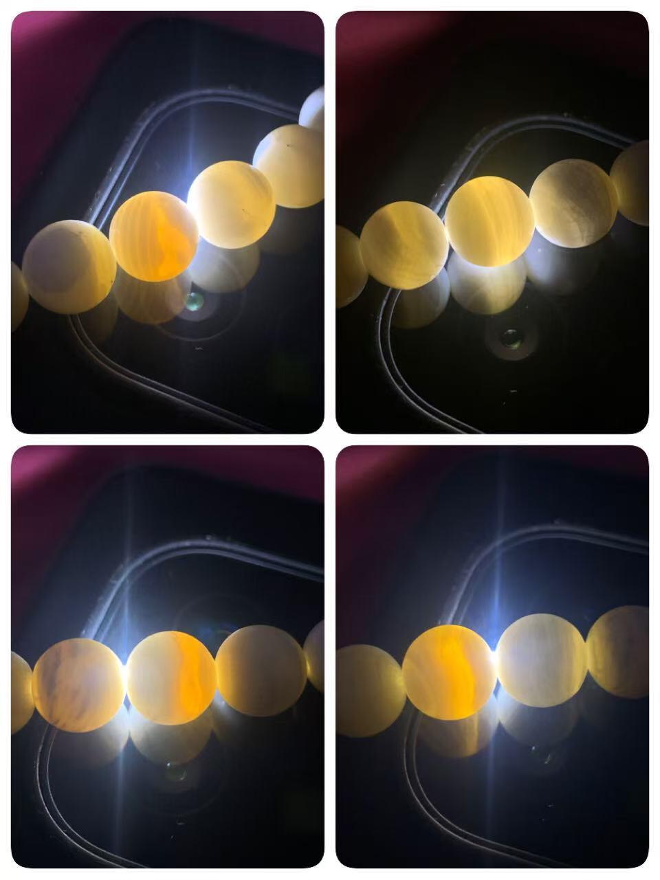 深海奶白飘黄金丝贝化玉108手串一条，