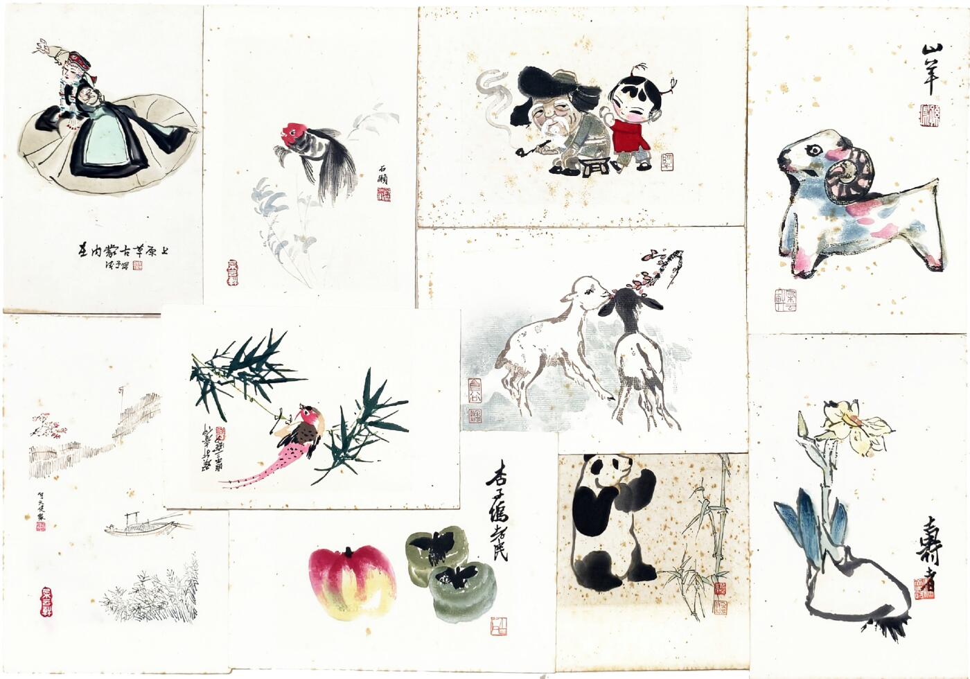 2025年吉藏纸杂文献秋季专场拍卖会 50年代上海朵云轩制木板水印一组十件 12.3×18.2-24.5×18.2cm