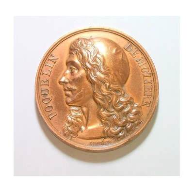 法国1816年 大文豪莫里哀高浮雕精制大铜章 40MM - 法国1816年 大文豪莫里哀高浮雕精制大铜章 40MM