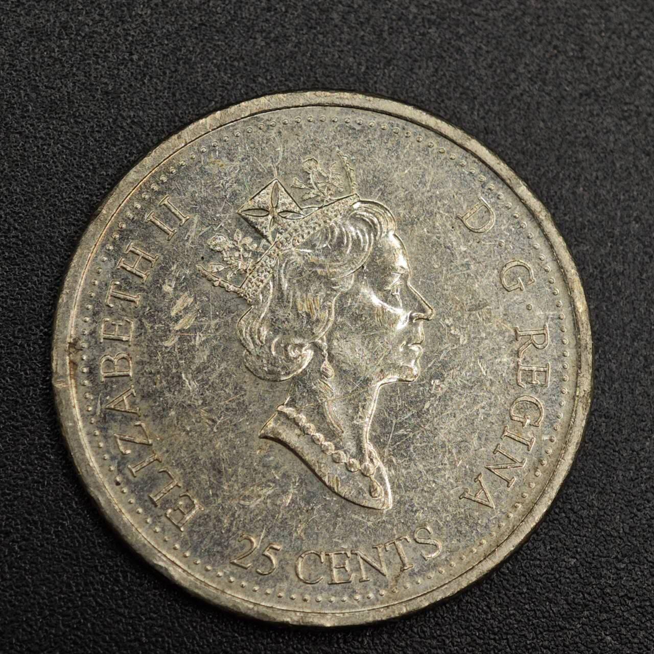 【淘币小摊】实时拍第七百九十三拍   散币场   满百包邮可预留二周 每周一统一发货   加拿大2000年25分纪念币