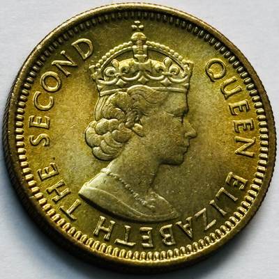 文馨钱币收藏第 280 场， 长期接收代拍品 - 原铜光品相 19727 年英属香港五仙铜币，伊丽莎白二世时期，第三版