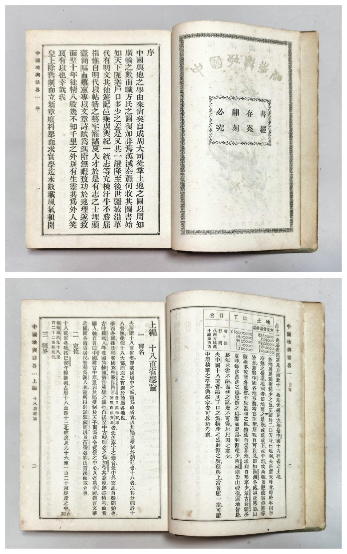 2025年吉藏纸杂文献秋季专场拍卖会 清光绪三十二年（1906年）上海徐家汇土山湾印书馆出品夏之时撰，孙文桢译《中国地舆志略》六卷一册精装本。首页有读者题字“京兆家繁”，应为读者人名字号，并附有一张读者当年手书表格笔记。 14.7×22.7×2.6cm