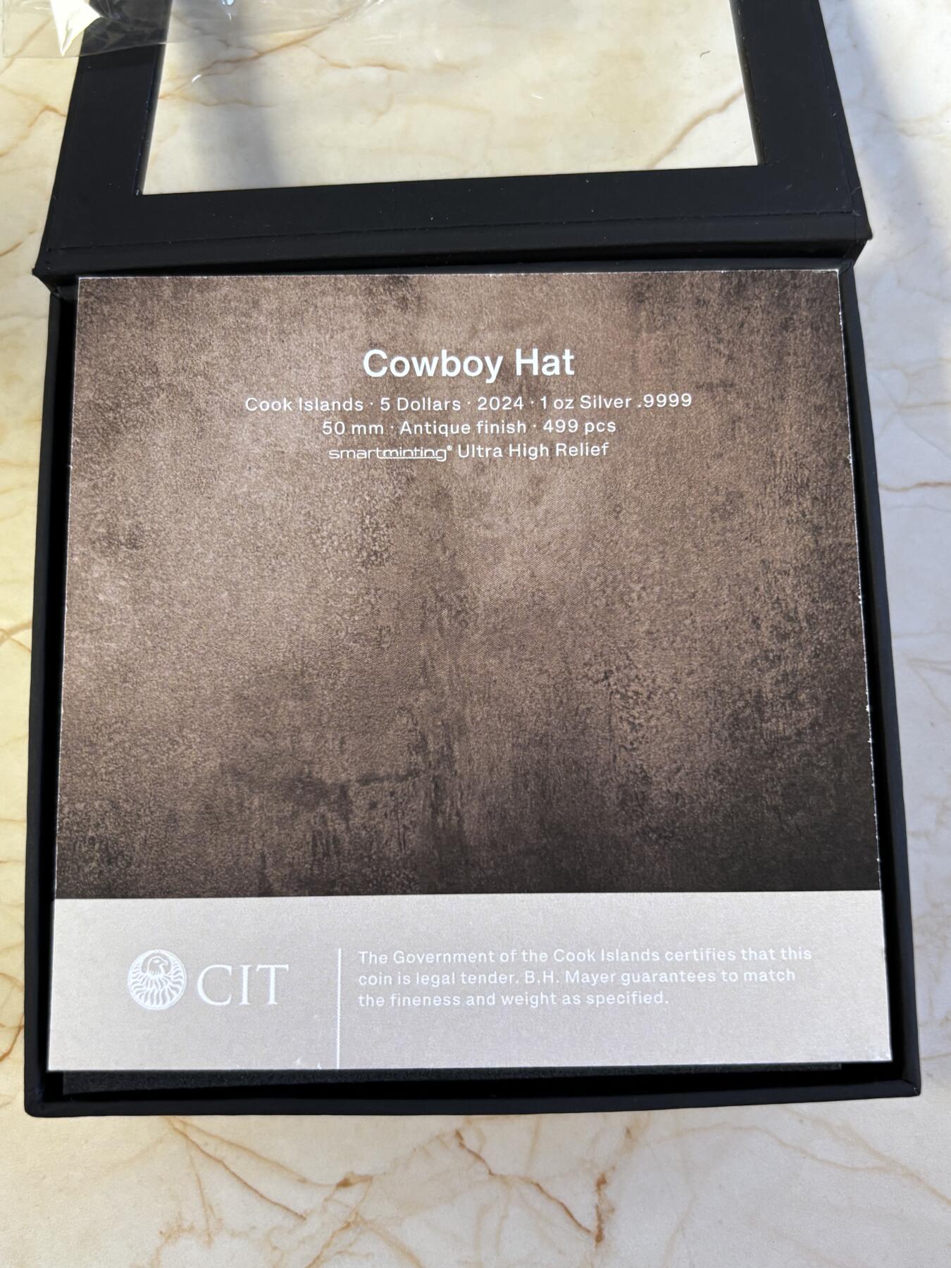 第181期拍卖 库克2024年牛仔帽异形1盎司纪念银币，999银，发行499枚