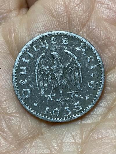 2025年第一百二十六场(总第一百五十二场）外国好品散币(免佣金) - 少见–德意志第三帝国1935单年份50芬尼(A标，柏林造)