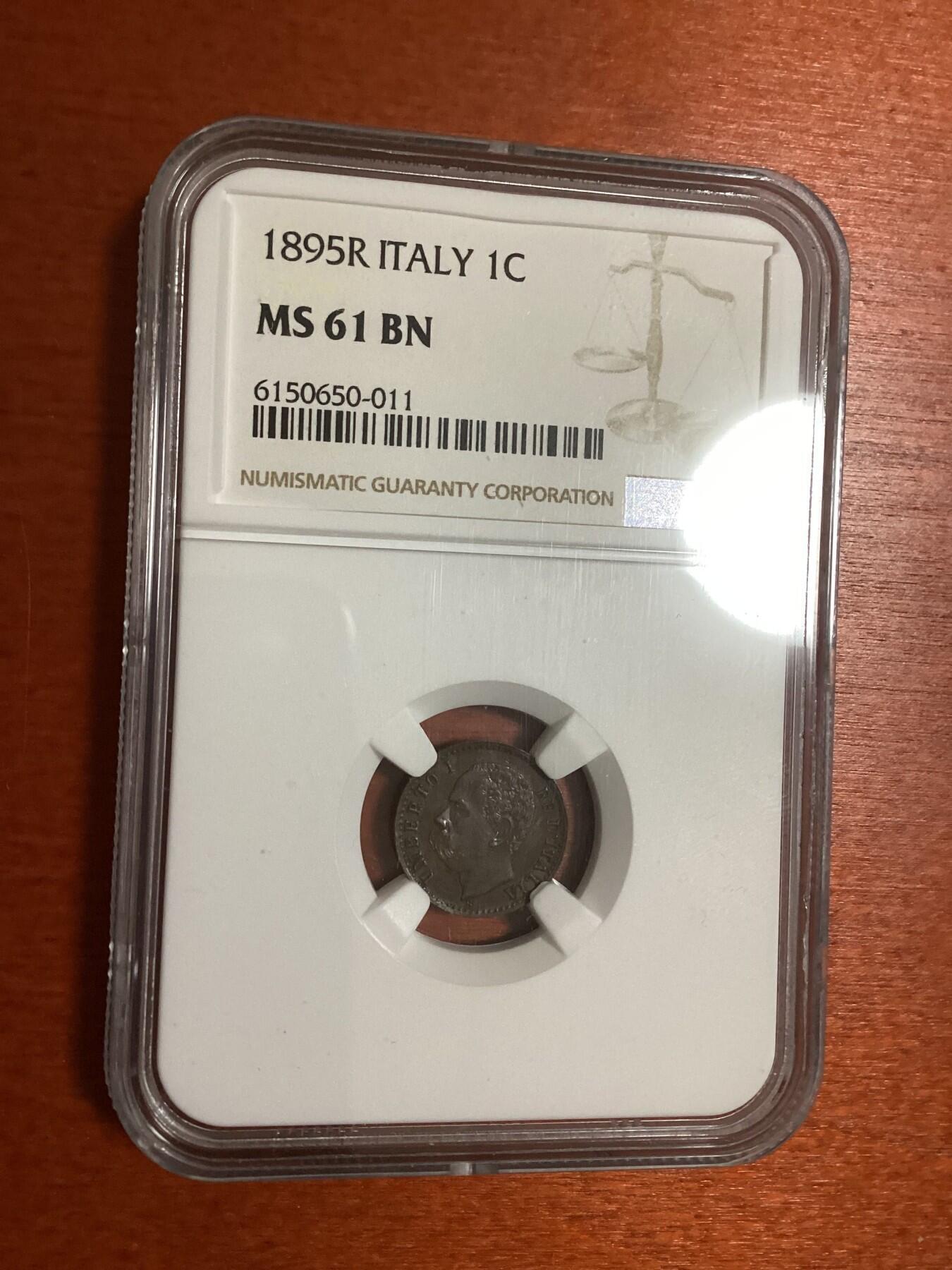 长老汇蛇年精选第七十二场拍卖 1895R意大利翁贝托一世1分铜币，NGC MS61BN，更高分仅有13枚