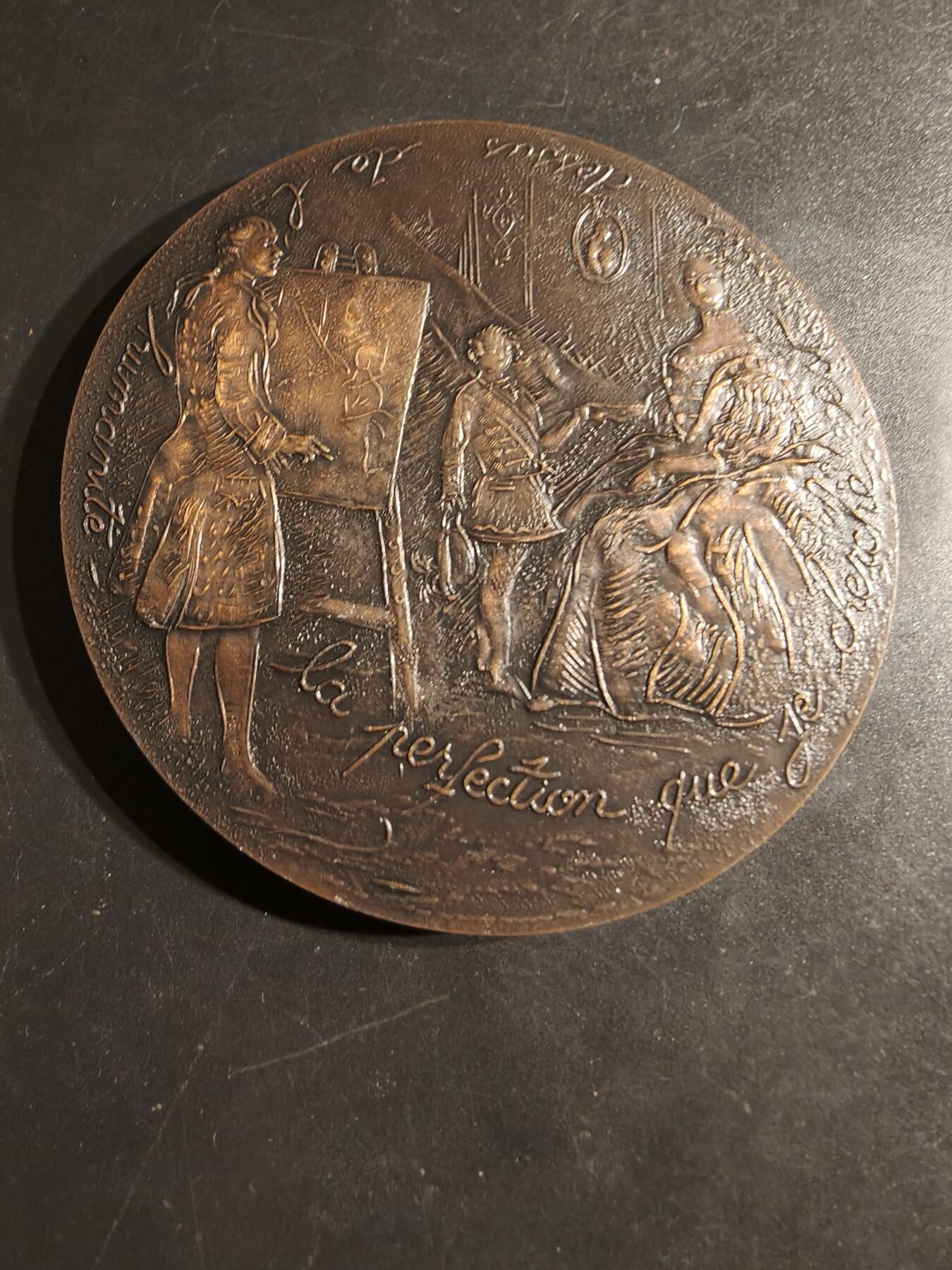 老王徽章第162期  法国洛可可时期画家莫里斯·康坦·德·拉图尔大铜章    直径76mm.   重量206.1g
