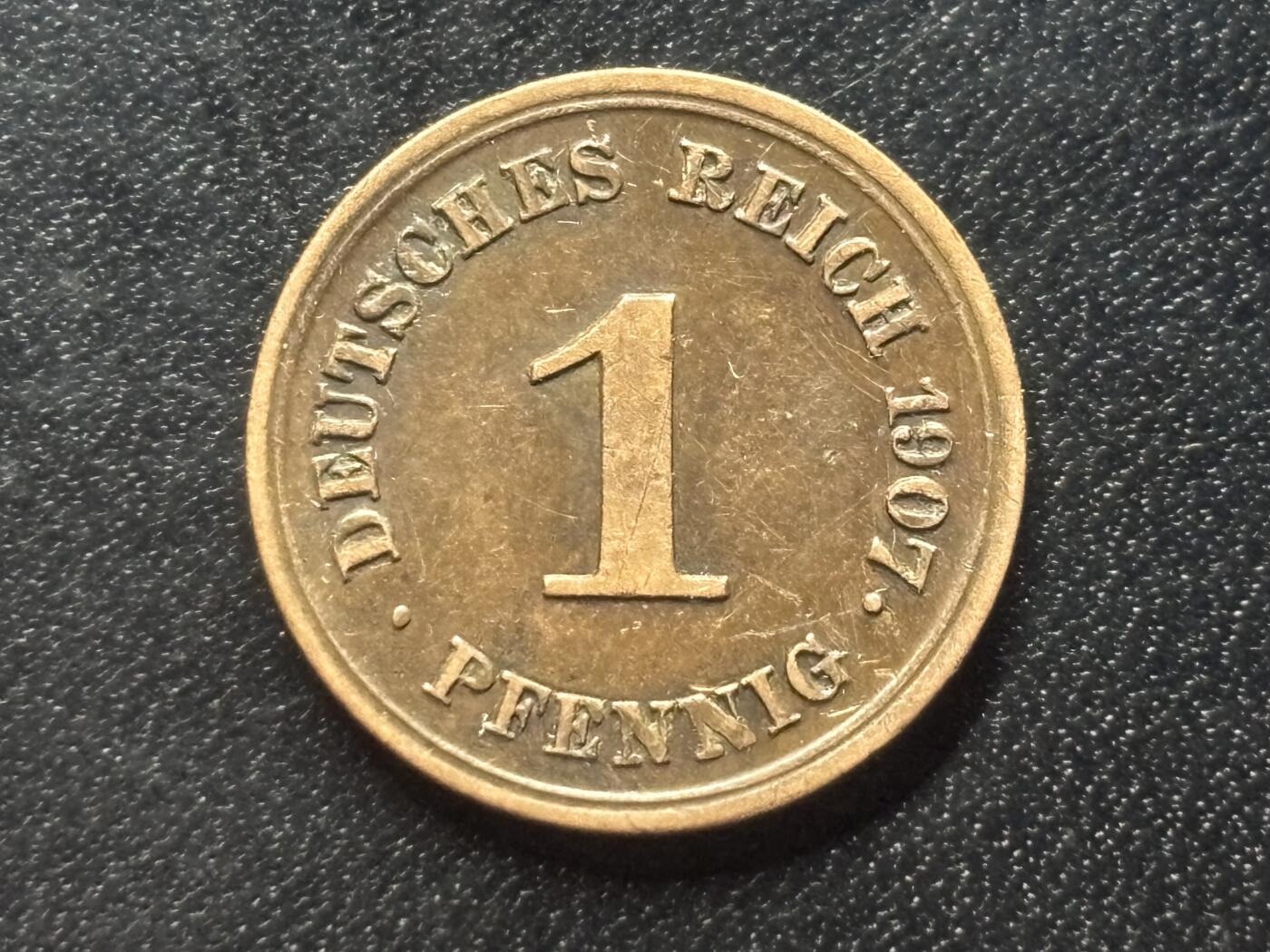 邮泉阁限时拍卖第三十五场 德国硬币专场（硬币在国外。请付邮费6元。） 德意志帝国1907年1芬尼J版