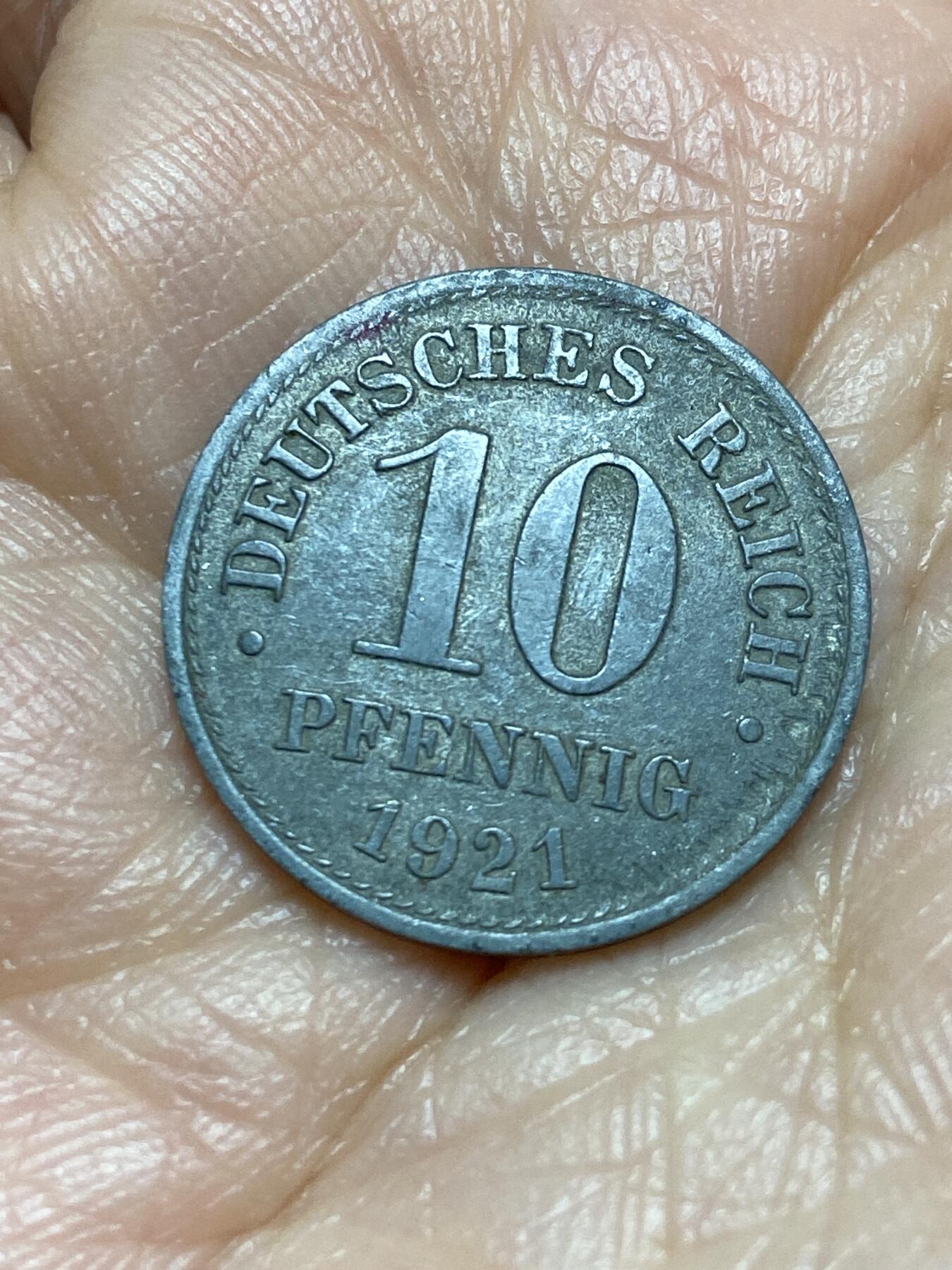 2025年第一百二十六场(总第一百五十二场）外国好品散币(免佣金) 德意志帝国1921年10芬尼(德意志帝国向魏玛共和国过渡硬币)