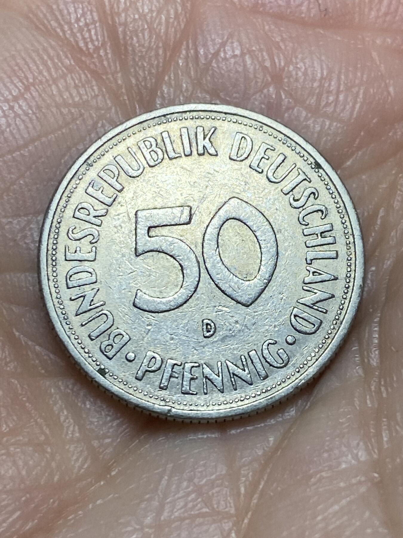 2025年第一百二十六场(总第一百五十二场）外国好品散币(免佣金) 德国🇩🇪1950年50芬尼(D标，慕尼黑造，首发年)