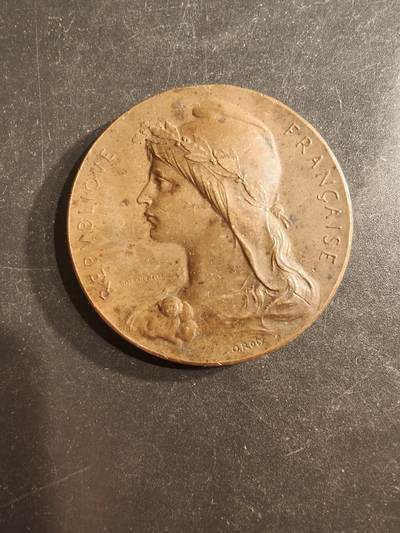 老王徽章第162期 - 法国滨海塞纳省省长赠大铜章     大师罗蒂版本    自由帽玛丽安娜     直径41mm.    重量32g 