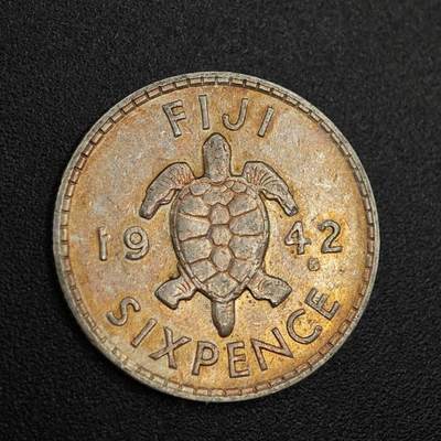 【淘币小摊】实时拍第七百九十三拍   散币场   满百包邮可预留二周 每周一统一发货   - 斐济1942年乔治六世6便士银币