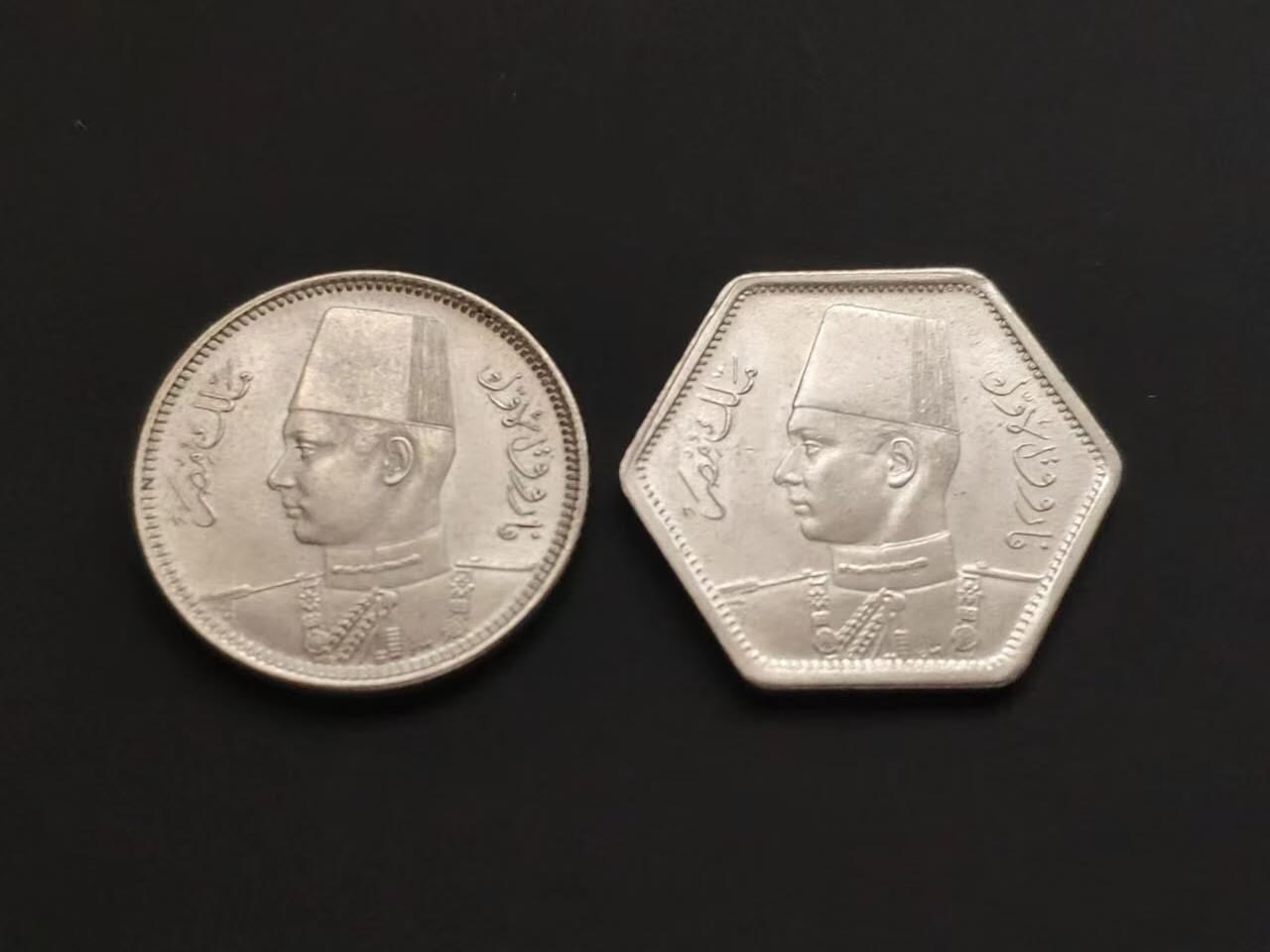 埃及 1937，1944年 2皮小银币BU一对