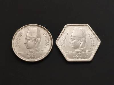 埃及 1937，1944年 2皮小银币BU一对 - 埃及 1937，1944年 2皮小银币BU一对