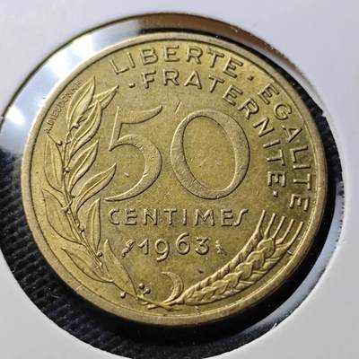KK钱币收藏小铺  第367场  2月预留时间 周末发货 - 1963 法国50生丁 少见